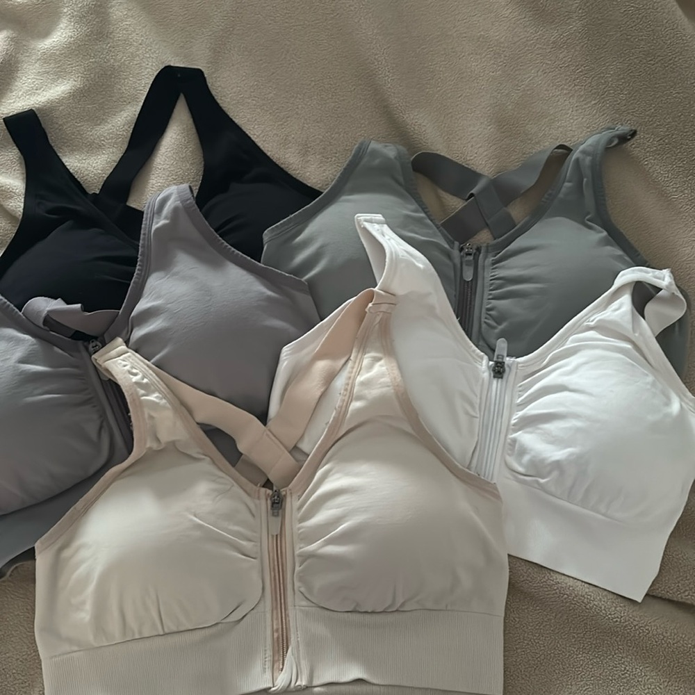 Front zip sports bras - perfect for augmentation surgery
